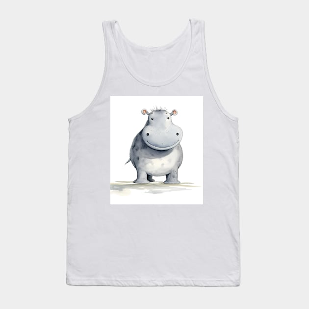 Cute Baby Hippo Tank Top by Geminiartstudio